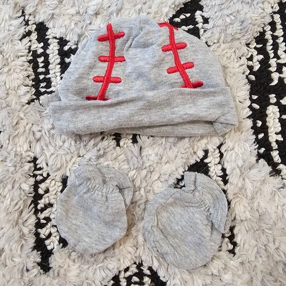 Gerber Baby Boy 5 piece Hat and Mitten Set 0-6 Months - Picture 1 of 11